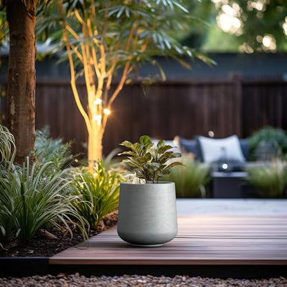 Kante Pale Gray Concrete Planter 13" Dia All-Weather Round Accent Pot - color: Gray Concrete, size: 11.6" D