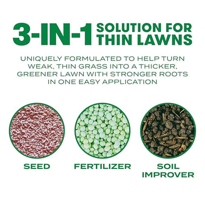 Scotts Turf Builder Thick'R Lawn Bermudagrass - Covers 1,200 sq. ft., Combination Seed, Fertilizer and Soil Improver, Fill and Repair Gaps in Thin Lawns and Enhance Root Development, 12 lb. - size: 12 lb.