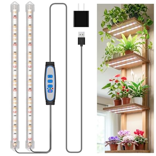 Kullsinss 16in Grow Light Strips, 2-Bar 120 LEDs Full Spectrum Plant Light - color: 2 Strip, size: 1 Pack