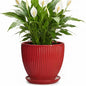 Ceramic Flower Pots 8 Inch, Ceramic Planters with Saucer, Red - color: Red, size: 8 Inch