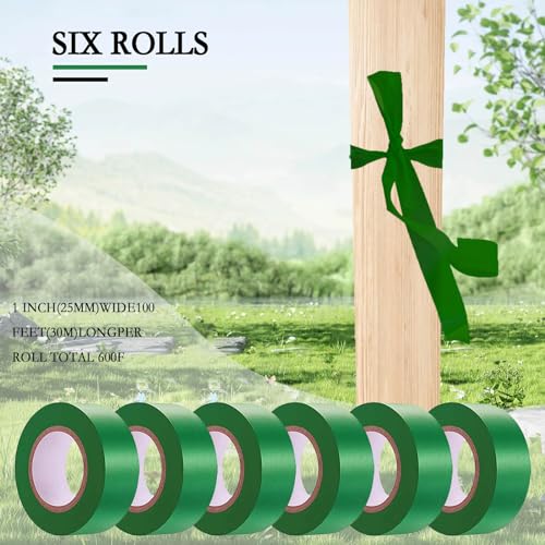 6 Pack Dark Green Flagging Tape, Non-Adhesive Marking Tape, 1"*600ft - color: Dark Green