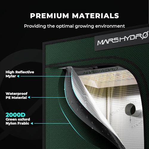 Mars Hydro 4x4 Smart Grow Tent Kit FC-4800 Grow Light Indoor Plant Growing - size: 48" × 48" × 80"