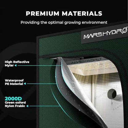 Mars Hydro 4x4 Smart Grow Tent Kit FC-4800 Grow Light Indoor Plant Growing - size: 48" × 48" × 80"