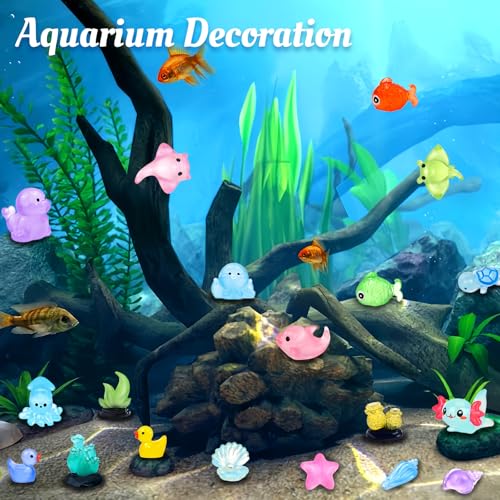 120 Pcs Luminous Mini Ocean Resin Animals Tiny Sea Figures Glow in the Dark