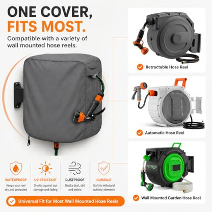 Wall Mounted Hose Reel Cover 26x11x18in 420D Waterproof - color: Retractable - Hose Reel Wall-mounted Cover