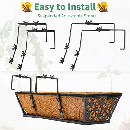 Geetery 6 Pack Window Railing Planter with Coconut Liner 30'', Vintage - style: Vintage