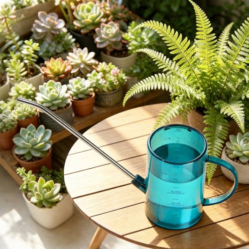 Hand Plastic Watering Can - with Long Spout - 1/4 Gallon - 34 Oz - Blue - color: Blue