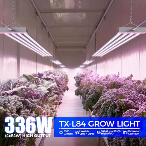 Barrina TX-L84 4FT LED Grow Light, 336W (4 x 84W), 4 Panels Wider Coverage - color: Pinkish White, size: 4FT-4 Packs