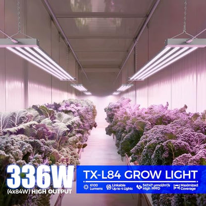 Barrina TX-L84 4FT LED Grow Light, 336W (4 x 84W), 4 Panels Wider Coverage - color: Pinkish White, size: 4FT-4 Packs