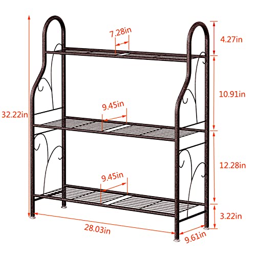 SORCEDAS 3 Tier Metal Plant Stand Indoor Outdoor Corner Flower Shelf - size: 3 Tier-Bronze