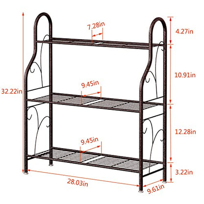 SORCEDAS 3 Tier Metal Plant Stand Indoor Outdoor Corner Flower Shelf - size: 3 Tier-Bronze