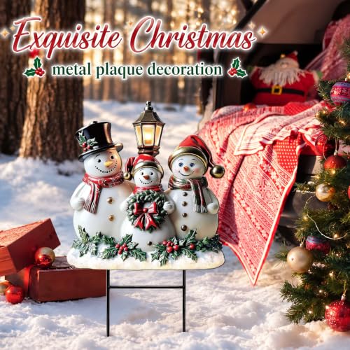 RattanView Christmas Snowman Yard Sign Outdoor Snowman Yard Decoration with Stakes Waterproof Garden Lawn Stake Sign Decoration for Xmas Patio Lawn Walkway Courtyard Party Decor - style: Snowman
