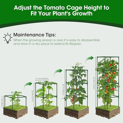 6 Pack Tomato Cages, 41.7" H Square Tomato Plant Stakes Support Cages Trellis for Garden Climbing Vegetables Flowers Fruits,Extra Bold - style: 6 Pack