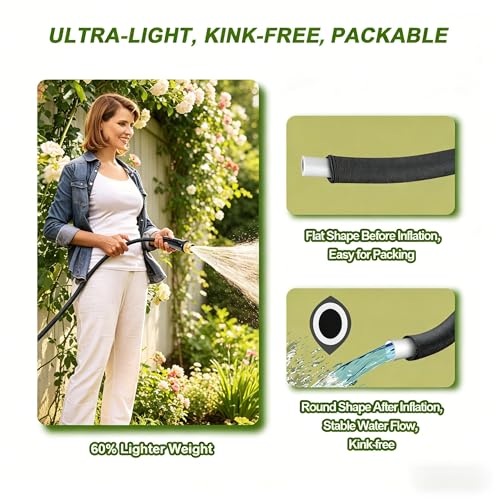 50FT Garden Hose, Non-Expanding Lightweight Leak-Proof Hose