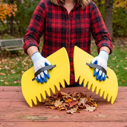 Ideal Swan Leaf Scoops with Gloves, Lightweight Rakes for Lawn Work, Yellow - color: Yellow