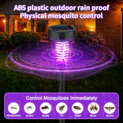 Qualirey 4 Pack Outdoor Solar Bug Zapper,Purple and Warm Light,Black - color: Black, size: Purple and Warm Light