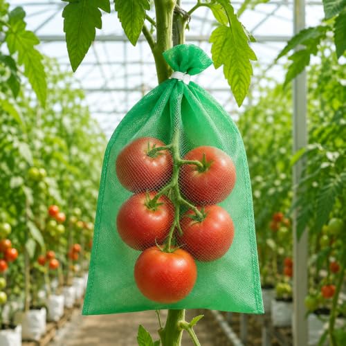 15 Pack Tomato Protection Bags Fruit Netting Bags with Drawstring