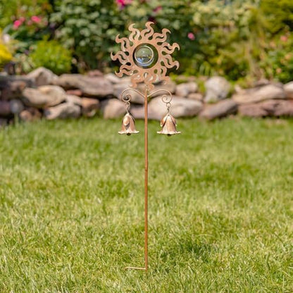 31.5" Tall Antique Copper Iron Abstract Sun Garden Stake (31.5" Tall) - style: 31.5" Tall