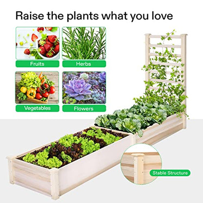 VIVOSUN Wooden Raised Garden Bed, 48 x 24 x 30 Inches, Outdoor Wood Planter Box with Gloves and a Liner, with Trellis for Vine Climbing for Garden, Patio, Balcony, Backyard and Outdoors (Pack of 2) - size: 48 x 24 x 30 In(With Trellis Pack of 2)