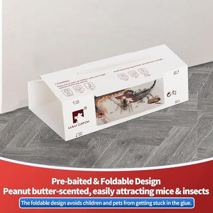 LULUCATCH Mouse Traps, 48Pack Pre-Baited Sticky Mouse Traps Indoor for Home, Non-Toxic Bulk Sticky Pads, Glue Traps for Rats, Bugs, Spider, Mice, Cockroach, Pet Safe, Easy to Use - size: 48 Pack