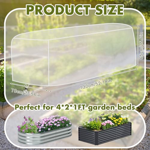 Woanger 3 Pcs Garden Netting for Raised Beds 4 x 2 x 2 ft for Garden - size: 4 x 2 x 2 ft
