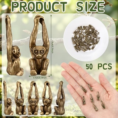 Civaner 50 Pcs Mini Monkey Figurines Vintage Metal Monkey Statues - style: Monkey