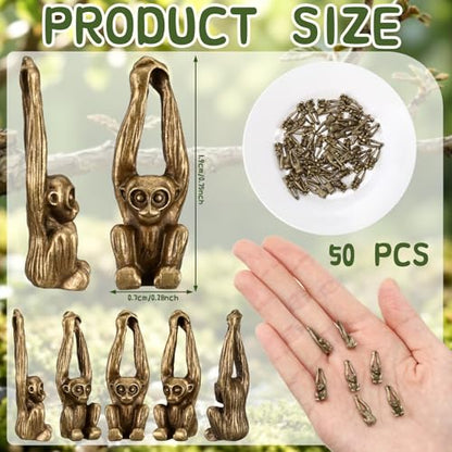Civaner 50 Pcs Mini Monkey Figurines Vintage Metal Monkey Statues - style: Monkey
