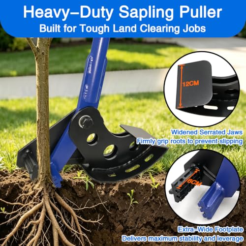 Sapling Puller Tool & Tree Puller Heavy Duty Root Puller for ¼" - 2 " Woody Stems 56" High Leverage Manual Tree Root Remover Fully Uproots Trees, Shrubs| Ergonomic Garden Tool for Farming, Forestry
