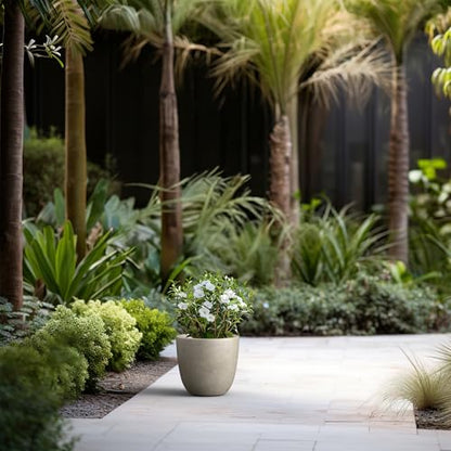 Kante Small Round Bowl Weathered Concrete Planter 10" Dia, Outdoor - color: Buff Concrete, size: 10"d