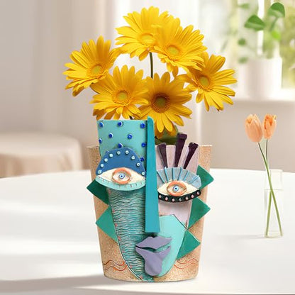 Mrlikale Abstract Face Planter Pots, Unique Head Planter with Drainage Hole - color: Abstract Face 2, size: Large