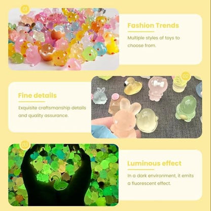 50PCS Luminous Mini Resin Animals, Random Style Resin Animals Variety Pack - color: Glow Animals