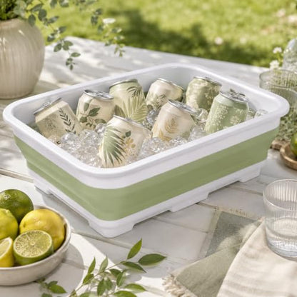 Goderewild Collapsible Dish Pan, 10L (2.6 Gal) Foldable Sink Tub - color: Green