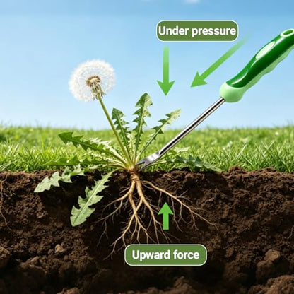 Dandelion Weeding Tool V-Shaped Fork Easy Weed Removal Stainless Steel Manual Weeder with Ergonomic Handle (Plastic)