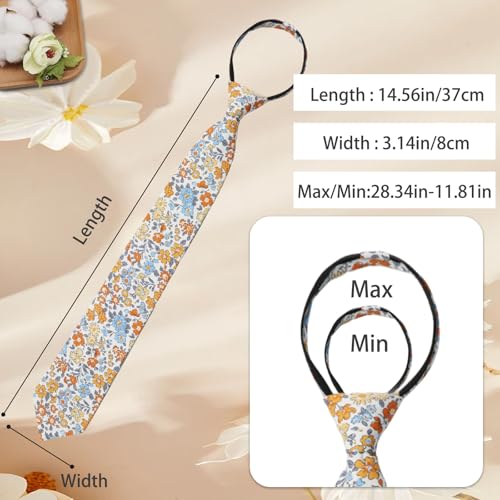 Pre Tied Floral Ties for Men Cotton Zipper Tie Colorful Necktie - color: Style-01