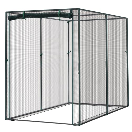 Ohuhu Crop Cages for Garden Plant:6.6x3.9x5.3 Ft Plant Protection Tent with Zippered Door, Raised Bed Cover, Garden Bed Cover with Frame, Wind-Resistant Plant Cages for Outdoor Plants - size: 6.6' x 3.9' x 5.3'