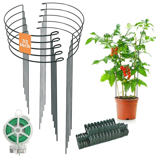 32 inch Plant Support Stakes, 10 Pack Half Round Metal Garden Plant Stake - color: 32x13inch-10Pack