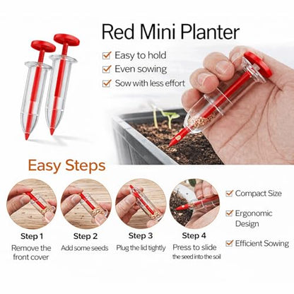 12-Hole Digger Seed Spreader,7 Piece Sowing Seeds Dispenser Set,Mini Seed Dispenser for Small Seeds, Handheld Seed Planter Tool Seed Dibber Multifunctional Spacer Gardening Tools (Green)