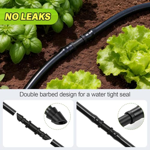 120 Pieces 1/4" Drip Irrigation Coupling Fittings：Drip Line Double Barbed Coupler Connectors for 1/4 Inch Irrigation Tubing 1/4'' Straight Coupler with Sharp End for Drip Irrigation System - size: 1/4" Coupling-120P