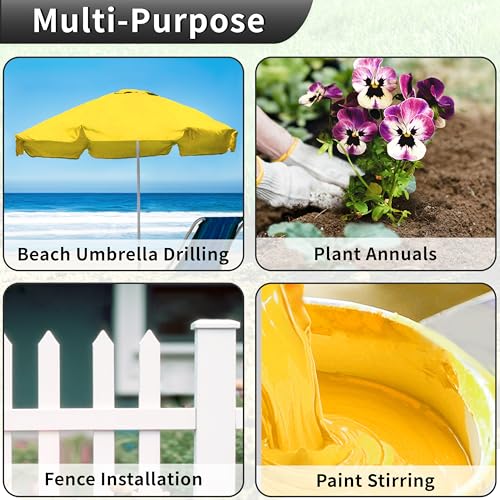Auger Drill Bit for Planting,1.6"x16.5" Extended Length Garden Auger Spiral Drill Bit, Heavy Duty Post Hole Digger for Bulbs,Flowers & Bedding Plants,Fits 3/8" Hex Drill - size: 1.6"x16.5"-Green