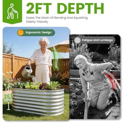 Galvanized Raised Garden Bed 4x2x2ft,Silver Planter Box