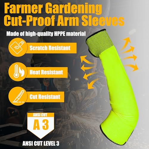 18-Inch Cut Resistant Arm Sleeves Guard Farmer Gardening Defense,Green - color: Green