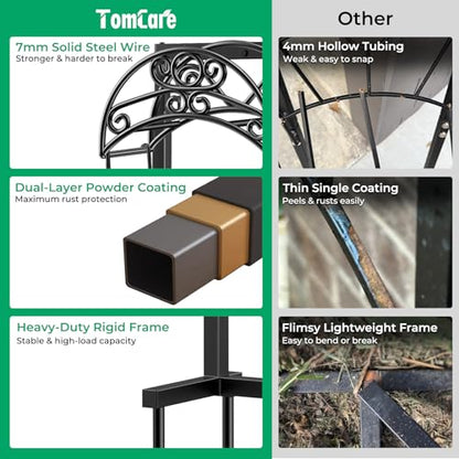 TomCare Garden Hose Holder, 4 Spikes Water Hose Hanger for 160FT Hose - color: All Black