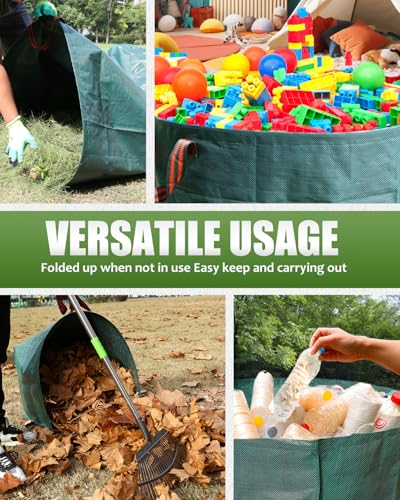 65 Inch 25 Tines Metal Leaf Rake Set with 40 Gal Dustpan-Type Bags - style: Green Dustpan