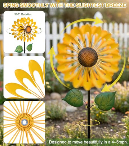 Wind Spinner Outdoor, Yard Decorations Outdoor, Sunflower Garden Decor