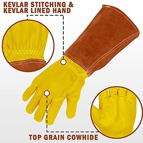 Garden Gloves Thorn Proof Rose Pruning XS Small Medium Large XL XXL 3XL - color: Brown/Yellow, size: Large