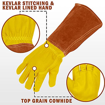 Garden Gloves Thorn Proof Rose Pruning XS Small Medium Large XL XXL 3XL - color: Brown/Yellow, size: Large