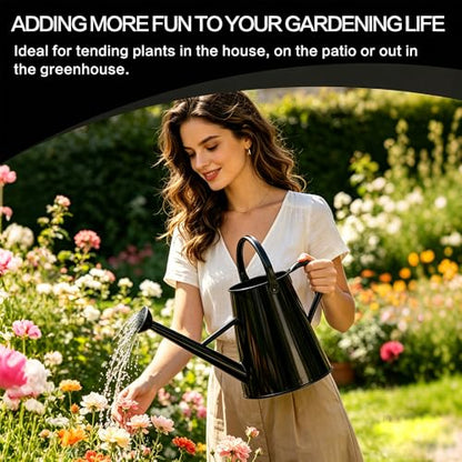1.5 Gallon Metal Watering Can for Outdoor Plants, Large Watering Can, Black - color: Black
