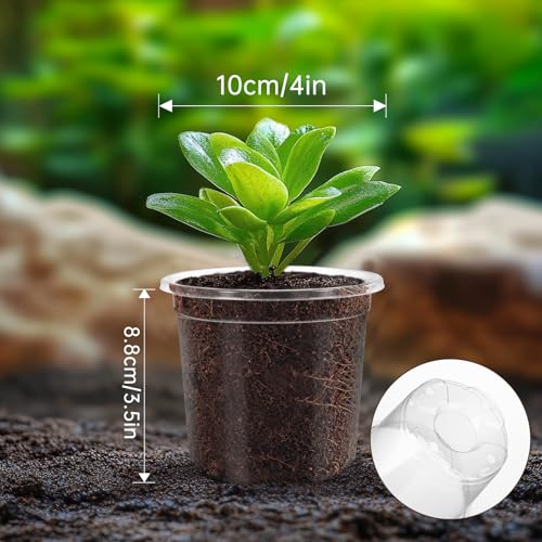 30 Pack Clear Nursery Plant Pots, 4 Inch with Drainage Holes, 20 Labels - size: 4 inch 30p