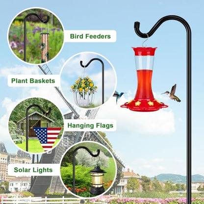 FEED GARDEN 76'' Bird Feeder Pole, Heavy Duty Shepherds Hooks for Outdoor with 7-Prong Base, Adjustable Shepherds Hook for Hummingbird Feeder, Lanterns, Plants, Wedding Decor (1 Pack) - size: 76 Inch