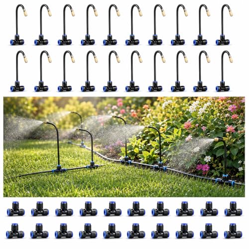 Drip Irrigation Nozzles 20 Pack, 8 Inch Adjustable Sprayers for 1/4 Tubing - size: 20